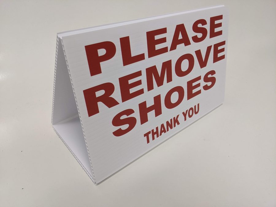 PLEASE REMOVE SHOES tent